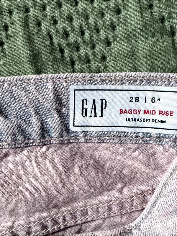 GAP Baggy Mid Rise Ultrasoft Wide Leg Jeans Light Purple Lavender 28 6R - Image 5