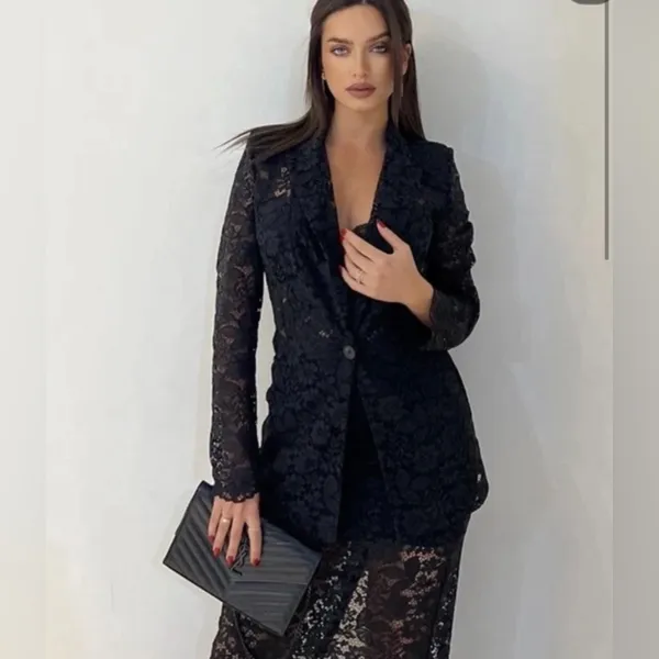 Zara Elegant Black Lace Blazer - Image 3