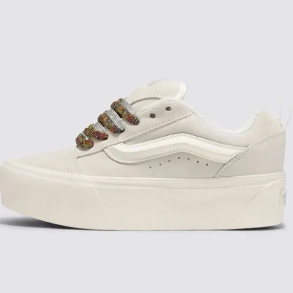 NEW Vans Knu Stack Women's Platform Shoes Vintage Suede Marshmallow - Image 9