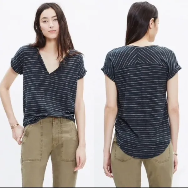 Madewell Turntable Split Neck Tee Oakland Stripe v6x - Image 2