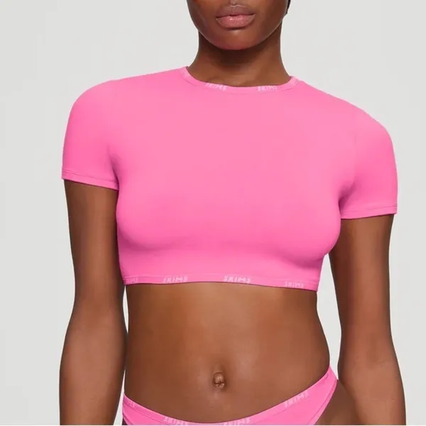 Skims Cotton Jersey Super Cropped T-Shirt Nwt Sold Out Online - Image 2