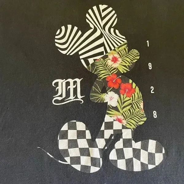 RARE NEFF DISNEY Retro Vans FLORAL STARS MICKEY MOUSE BLACK SHIRT VANS SZ M #13 - Image 9