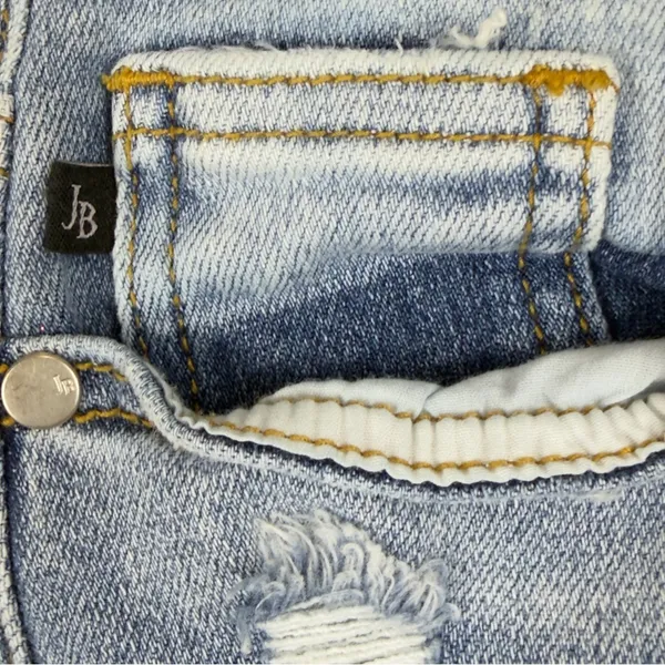 Women’s Judy Blue Denim Frayed Paint Splash Shorts Size L - Image 7