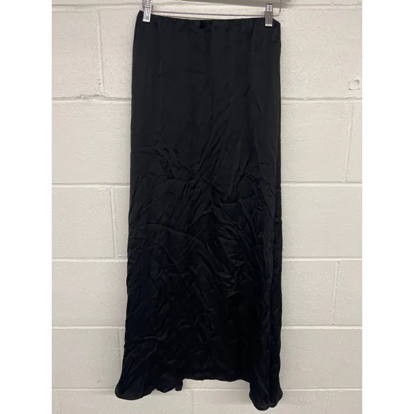 Donni Sz XS XSmall 0/2 Black Classic Satin Simple Midi Slip Skirt Silky Satin - Image 3