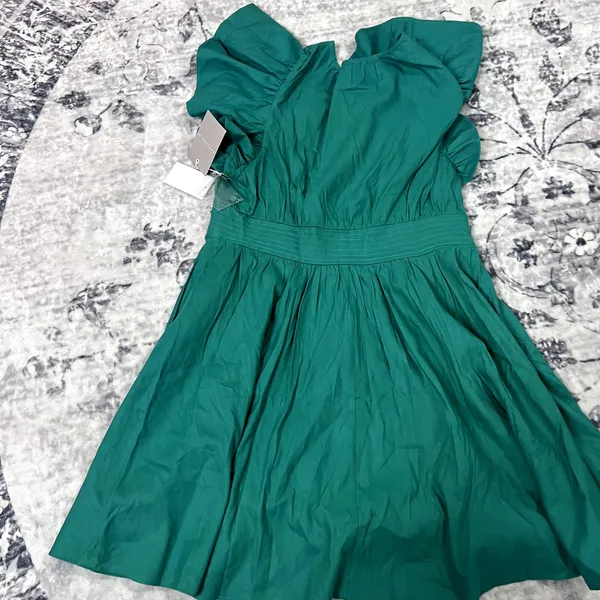 Chelsea 28 Green Enamel A-Line Linen Blend Mini Dress - Womens Size L - Image 9