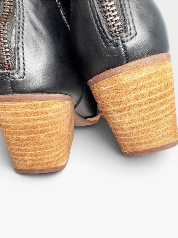 Kork-Ease Chandra Size 6.5M Black Leather Stacked Heel Booties - Image 9