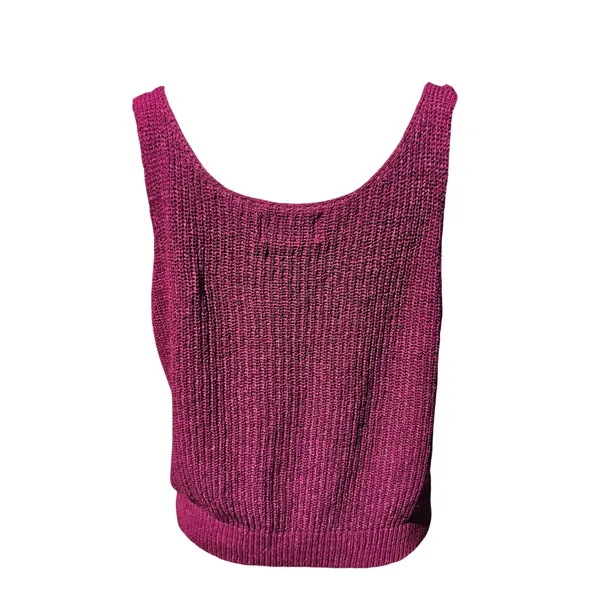 Pepin Womens Magenta Open Knit Surplice Wrap Sleeveless Tank Top Size Large - Image 4
