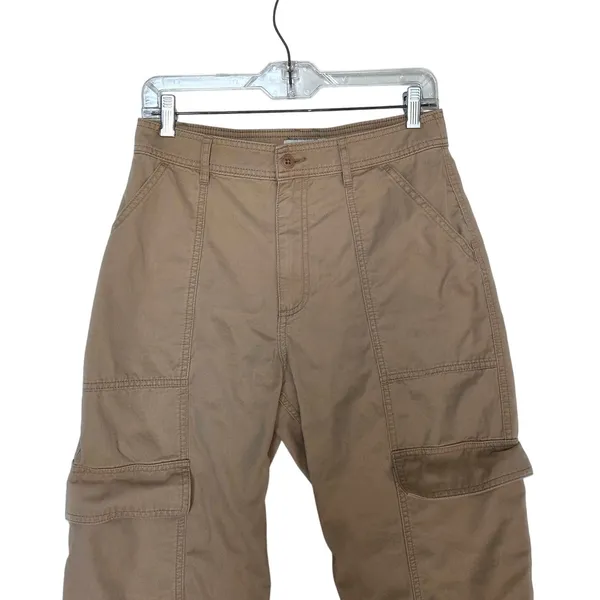 Abercrombie & Fitch Tan Wide Leg High Rise Khaki Trouser Cargo Pants Size 30/10 - Image 3