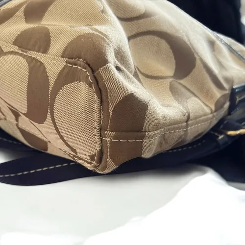 COACH Crossbody‎ Signature Foldover - Khaki/Navy F23304 Jacquard Tote - Image 8