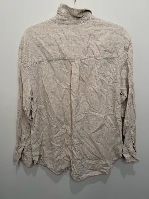 Banana Republic Beige Linen Blend Button Down Shirt Women Size Large Long Sleeve - Image 4