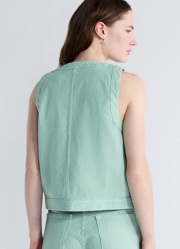 Free Assembly Button front sleeveless stripe top - Image 2