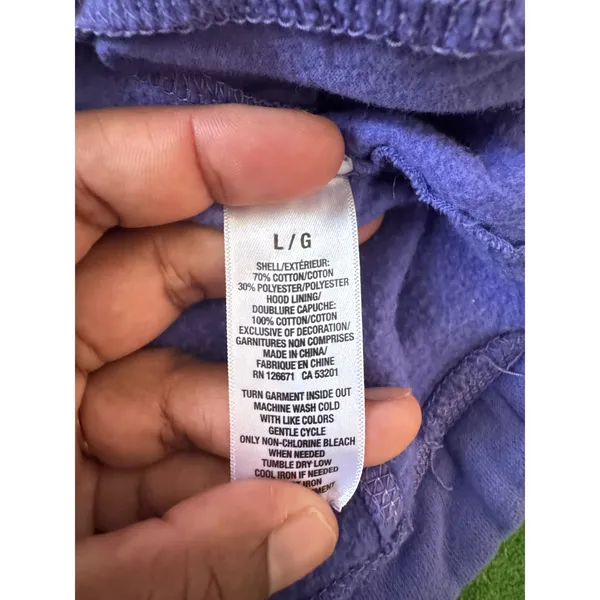 Aeropostale Y2K Purple Hoodie Sweatshirt Women’s Size Large Logo Sleeve - Image 7