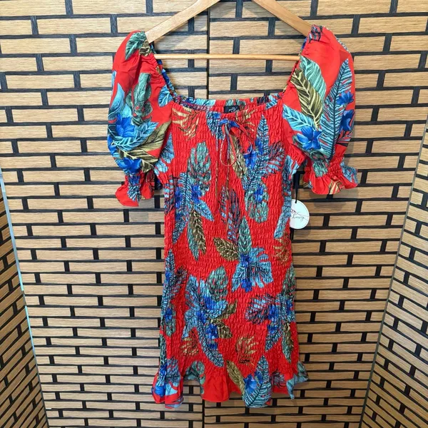 Milk & Honey Red Floral‎ Dress Size Medium - Image 2