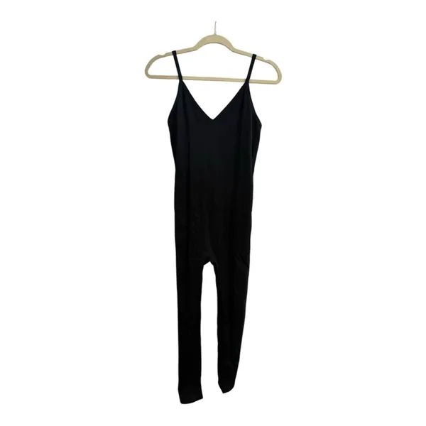 Colsie Black Spaghetti Strap Ribbed Pant Jumpsuit Size Large - Image 2
