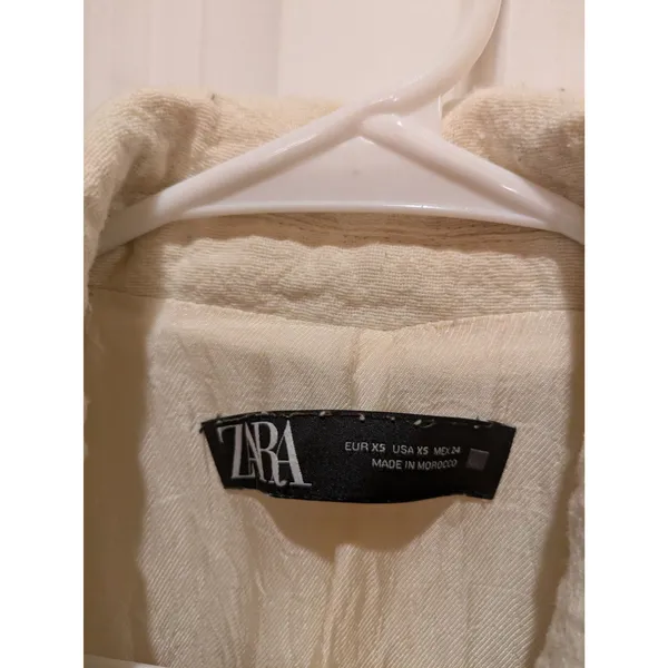 Zara Soft Cream Ladies Double Breasted Coat Size XS - Image 8