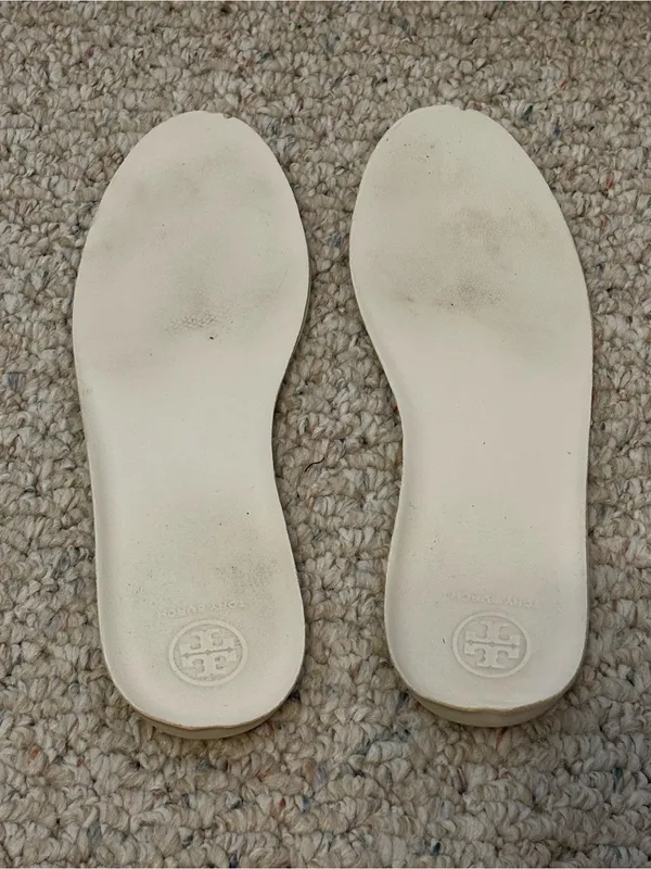 Tory Burch Leather Tory Logo Sneakers Low Tops White Ivory Cerbiatto size 10.5 - Image 10