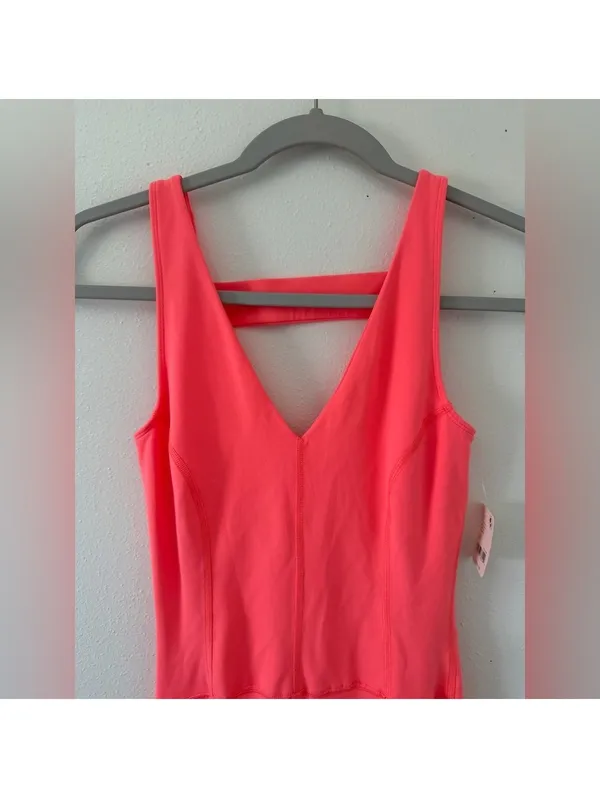 NWT- Free People FP Movement Never Better Strappy Back bodycon Jumpsuit Coral xs - Image 7