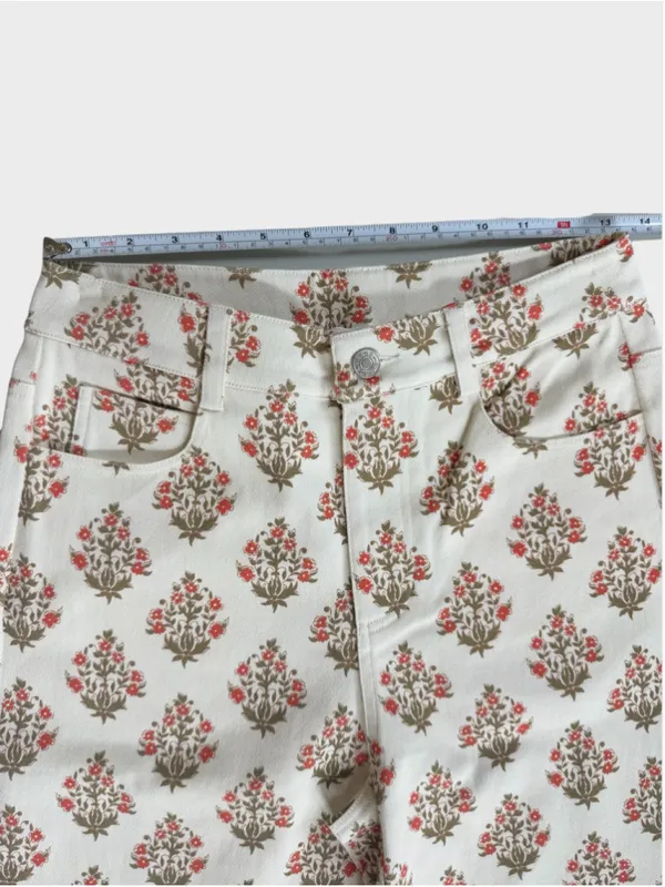 Entro Floral Print Wide Leg Twill Denim Pants Size S - Image 3