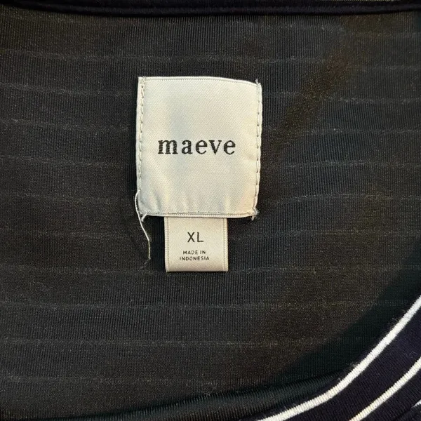 Maeve Size XL Anthropologie Short Sleeve Tee T Shirt Stripes Boxy Fit Navy Blue - Image 4