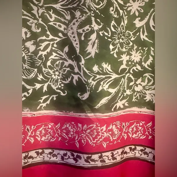 ZARA | Green/Pink Oversized Satin Shirt, Size L - Image 5