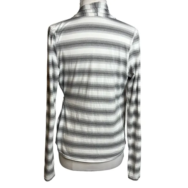 Lululemon radiant long sleeve striped wrap top‎ gray white - Image 2