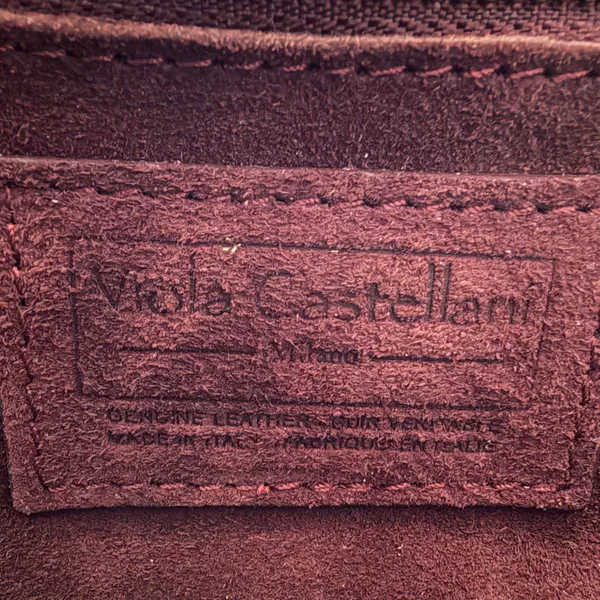Viola Castellani Genuine Suede Woven Padded Flap Crossbody Bag Dark Purple - Image 7