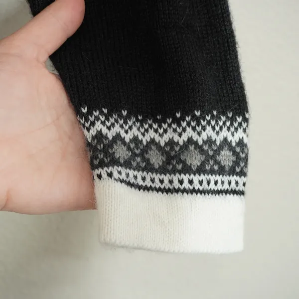Artesania Womens Large Quarter Zip Sweater Black Nordic Alpaca Blend Cozy Winter - Image 3