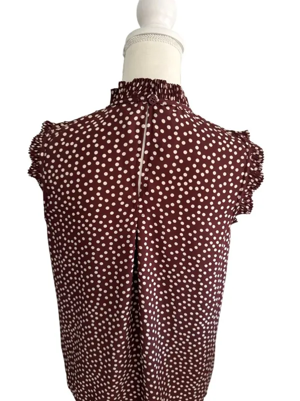 DKNY Womens Brown Polka Dot Sleeveless Top Size XL - Image 5