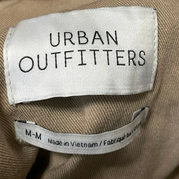 Urban Outfitters Brown Tan Open Front Long Sleeve Trench Overcoat Jacket Size M - Image 4