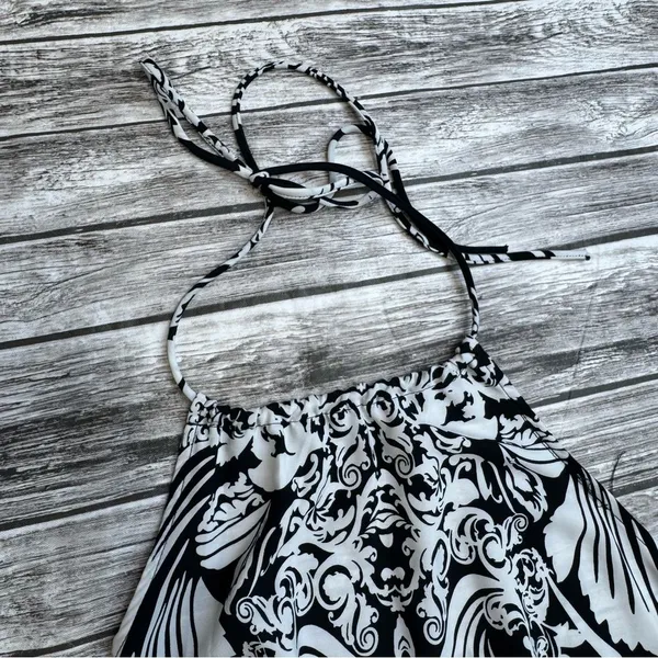 Million Bullpup Paisley Maxi Dress Halter Drop Waist Boho White Navy Small - Image 3