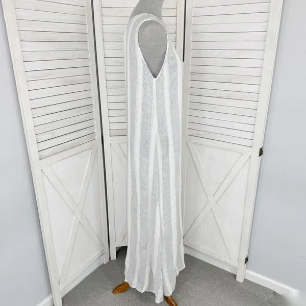 Natural Impressions Striped Muslin Swim Cover Maxi Dress White Medium‎ - Image 3