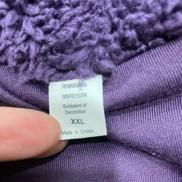 Artisans Vest XXL‎ Purple Plush Fleece Sleeveless High Neck Drawstring - Image 10