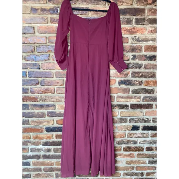 NWOT Lulu's Feel the Romance Burgundy Off-the-Shoulder Maxi Dress Women's Small - Image 9
