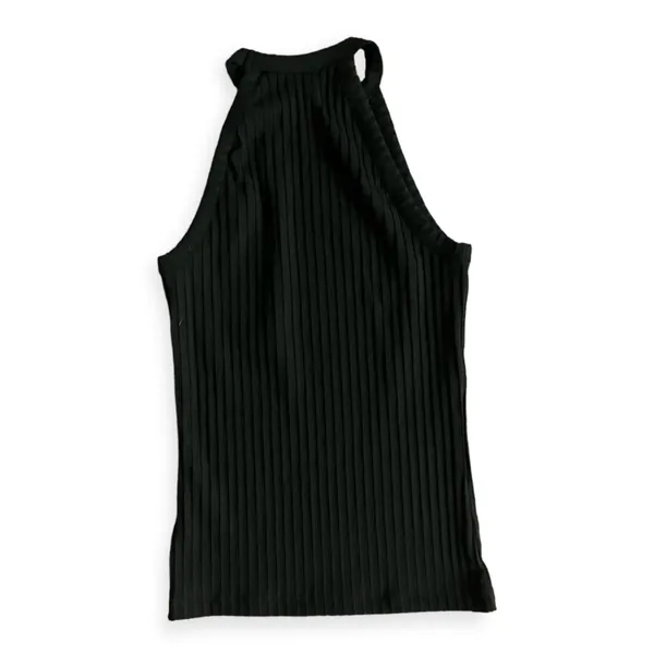 Madewell Womens Black Ribbed Cutaway Crewneck Tank - Image 3