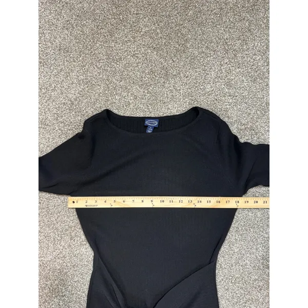 Scoop Womens Black Ribbed Knit Tie Front Midi Dress XL 16-18 Long Sleeve - Image 3