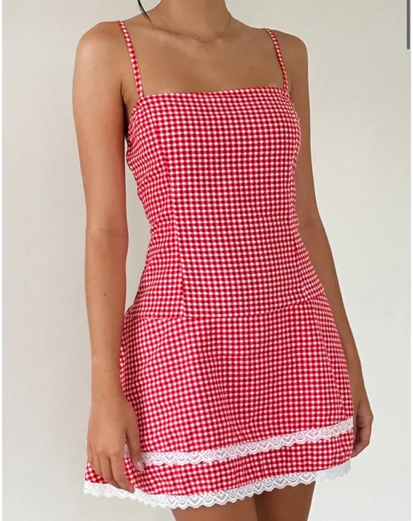Motel Rocks red gingham mini dress - Image 3