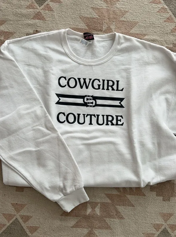 Western Cowgirl Pullover Sweatshirt White Size XL - Image 4