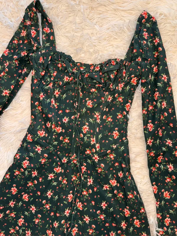 NEW House of CB MALIKA Green Floral Corset‎ long sleeve Mini Dress sz XS - Image 8