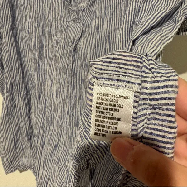 Crown & Ivy Popover Fit Lightweight Shirt Crinkle Buttons Down‎ Back blue medium - Image 3