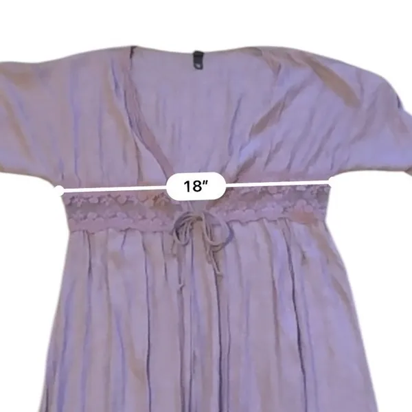 Alya‎ Duster Cardigan L/XL Dusty Rose Lace Trim Boho Open Front Maxi Kimono - Image 12