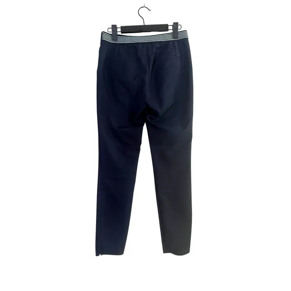 Zara Straight Leg Mid Rise Dress Trousers Striped Back Waist S Dark Navy Blue - Image 13