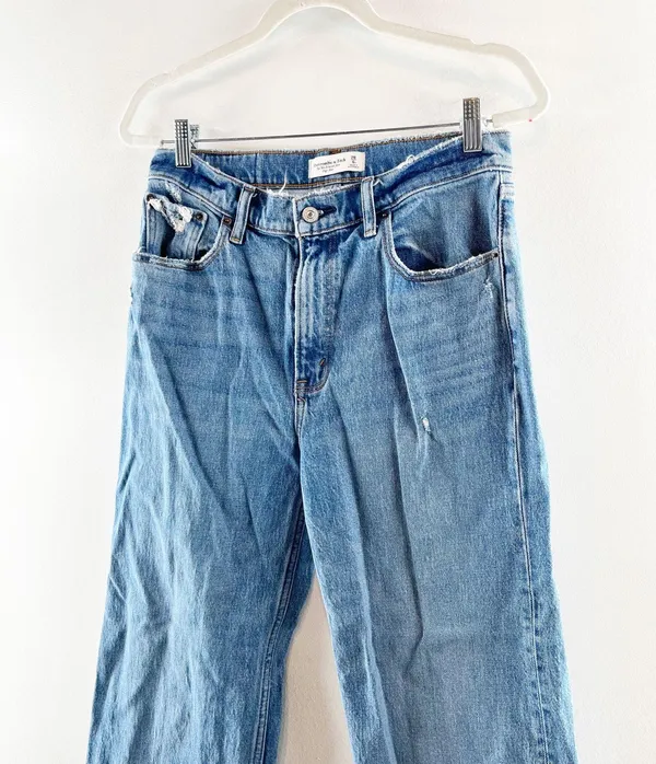 Abercrombie The 90's Relaxed Straight Leg Jeans High Rise Blue 6 / 28 - Image 6