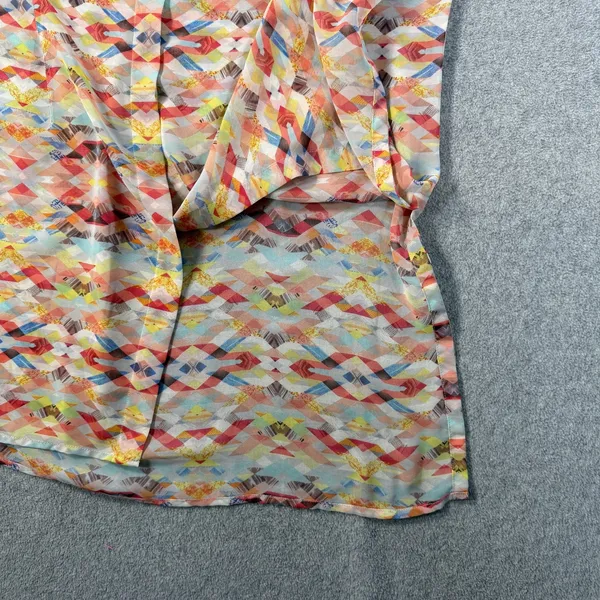 Cabi Women's Large Avery Aztec Geometric Sleeveless Blouse Top Sheer Button Up - Image 8