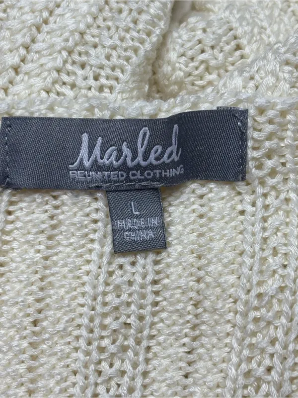 Marled Reunited Clothing Cream Ribbed Knit Tank Top - Size L Minimalist Basic - Image 2