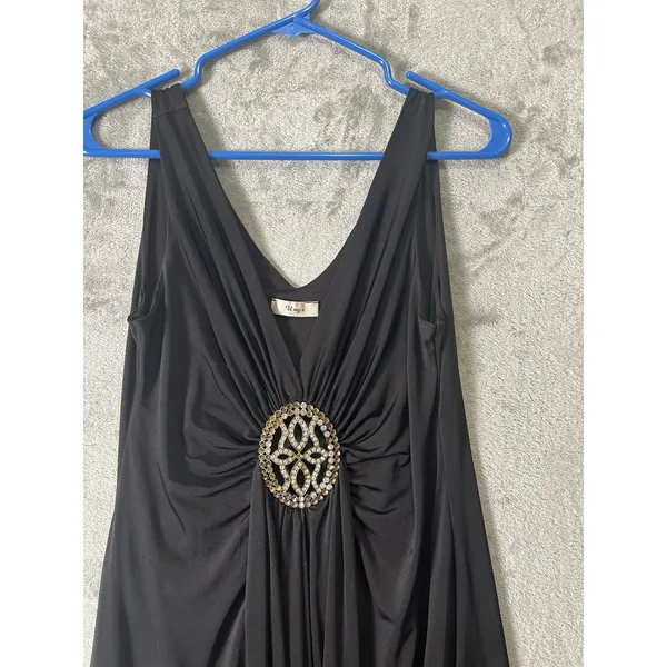 Vintage‎ Y2K Black Jeweled (missing stones) Handkerchief Hem Dress Glam Fairy LG - Image 2