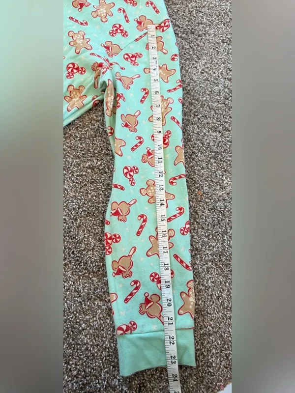 Disney Mickey Bars Mouse Holiday Gingerbread Hooded Romper Pajamas Adult Large - Image 2