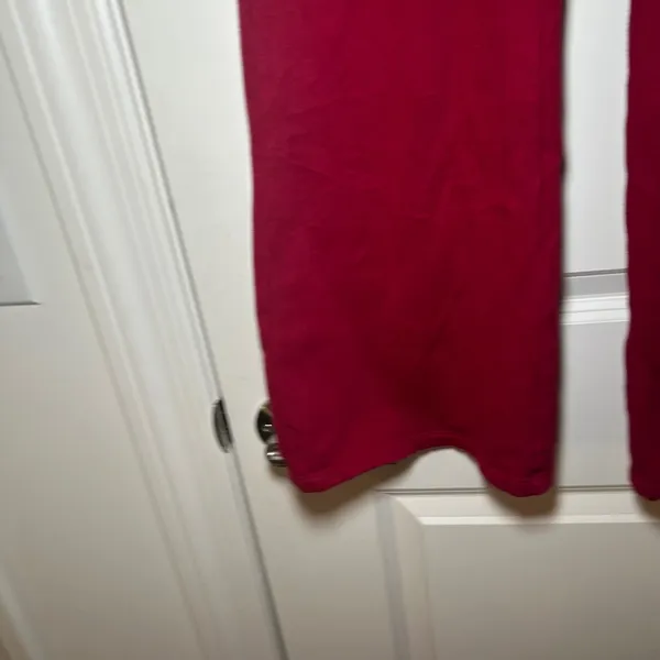 PINK Victoria's Secret Red Wide Leg Sweatpants I Heart U Heart Patch Small - Image 3