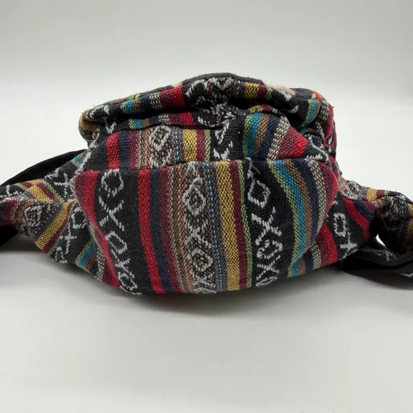 Boho Mushroom Woven Waist Pack Festival Hip Bag Multicolor Striped Fanny Pack - Image 2