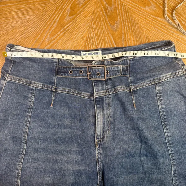 Free People Belted Front Seam Loose Fit Jeans Dark Wash Size‎ 34 - Image 8