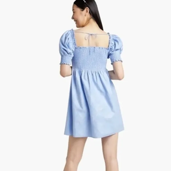 NWT Hill House Home The Athena Nap Dress in light blue glitter check - Image 3